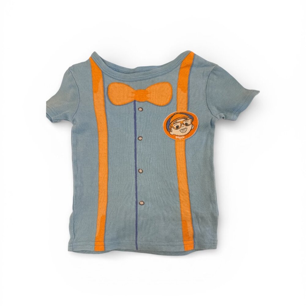Blippi Orange & Blue Logo Suspenders‎ Cotton Blend Short Sleeve T-Shirt  Size 5T